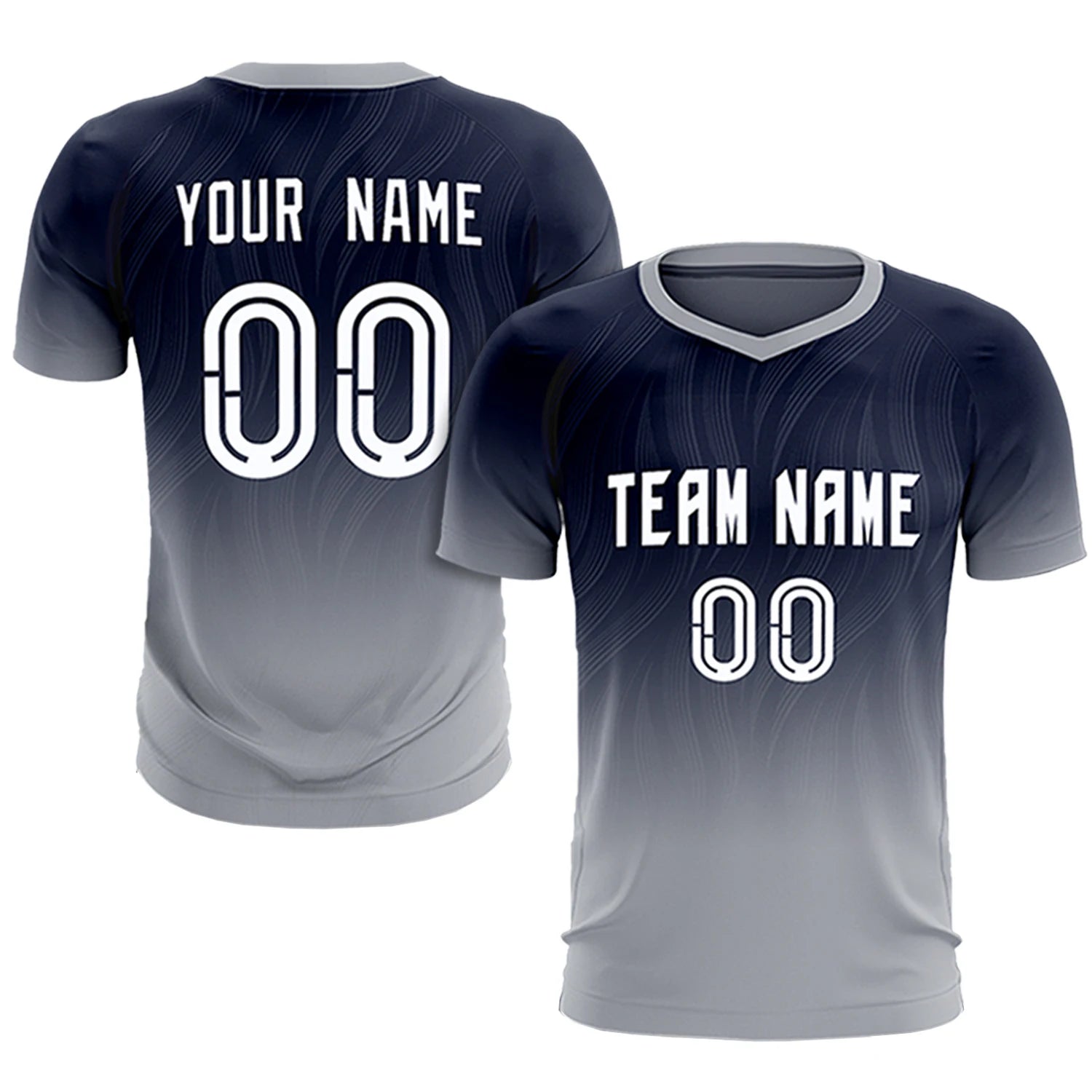 Custom Navy Gray Printing Sportswear Soccer Sets Jersey