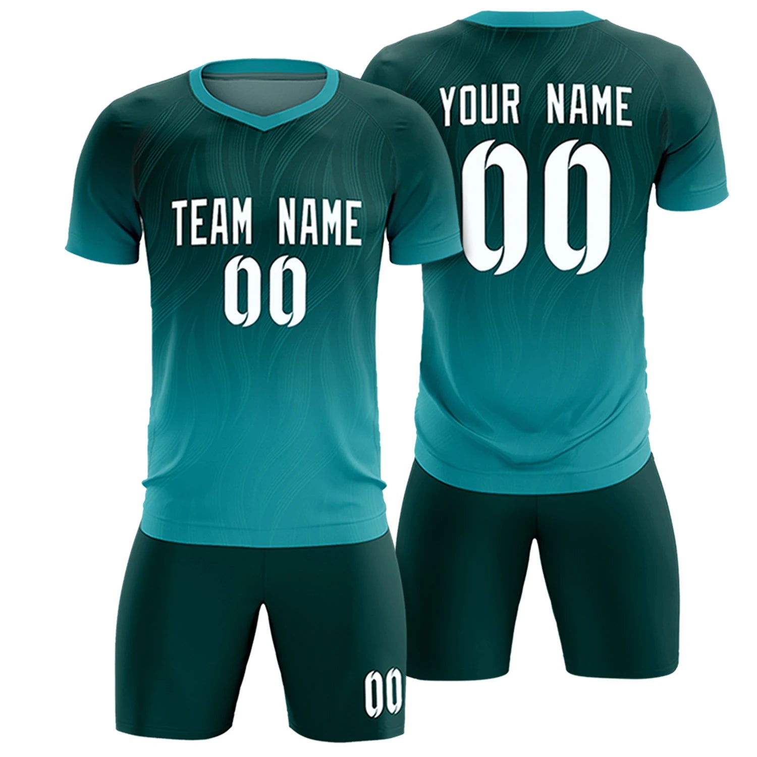 Custom Midnight Green Aqua Printing Sportswear Soccer Sets Jersey