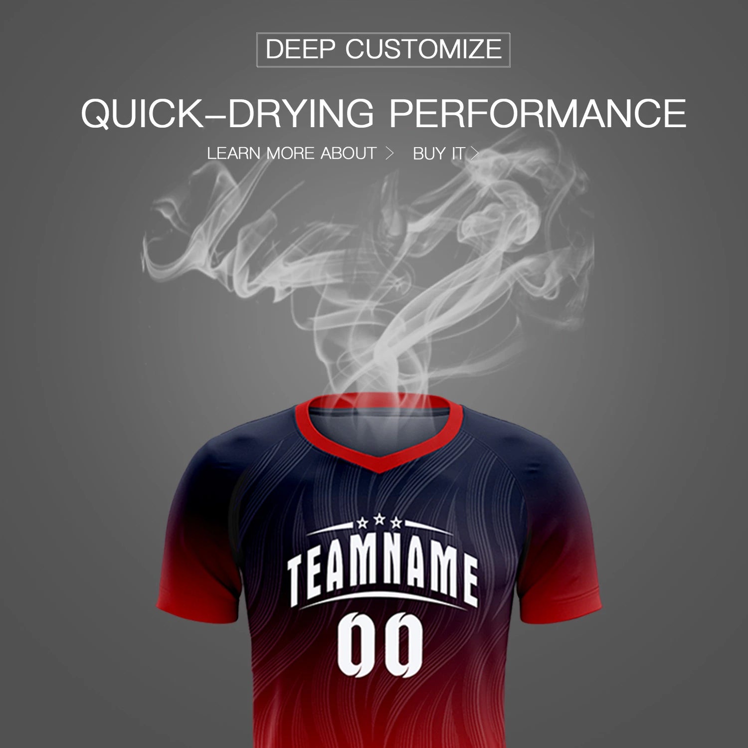 Custom Navy Red Printing Sportswear Soccer Sets Jersey