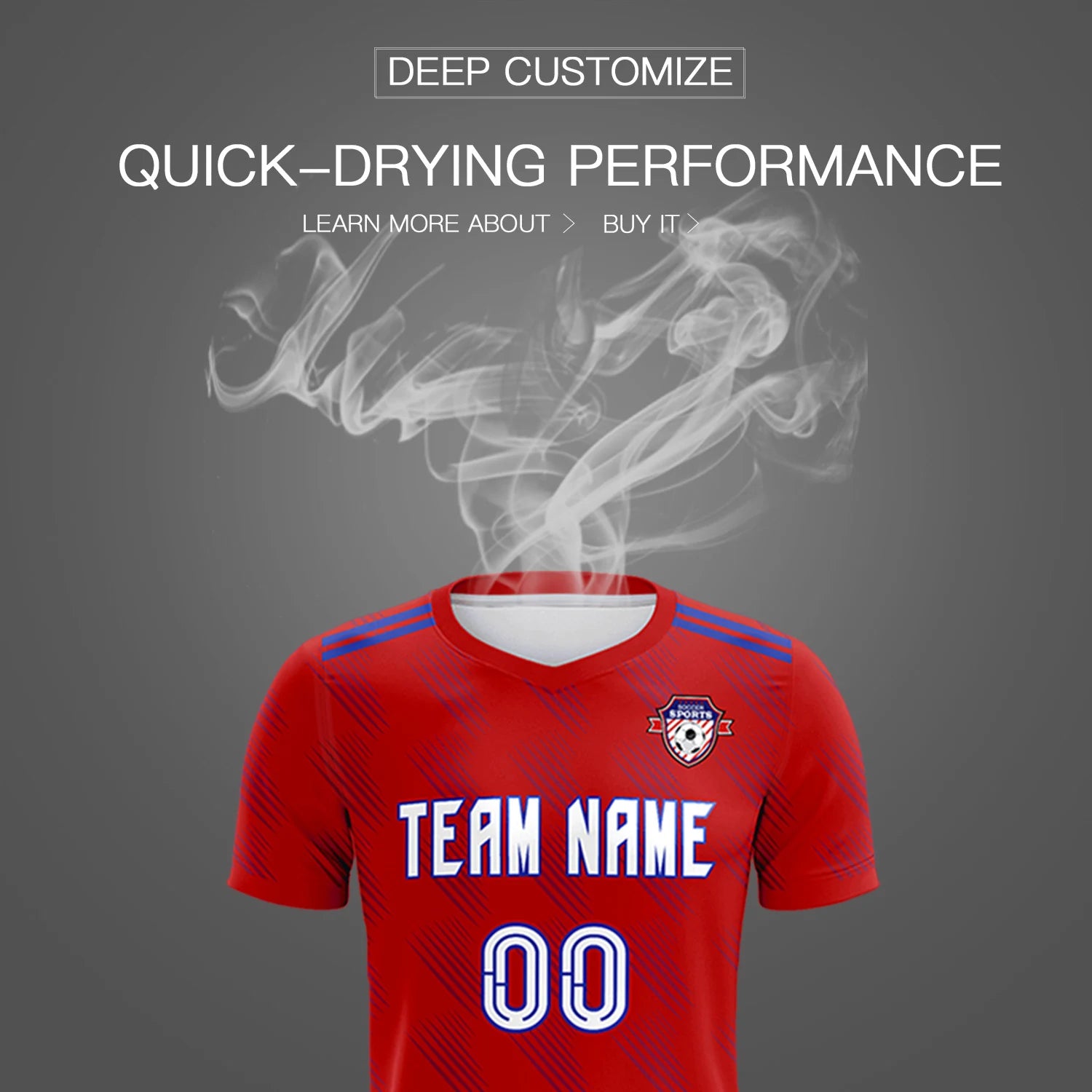 Custom Red Royal Blue Printing Outdoor Tracksuit Soccer Sets Jersey