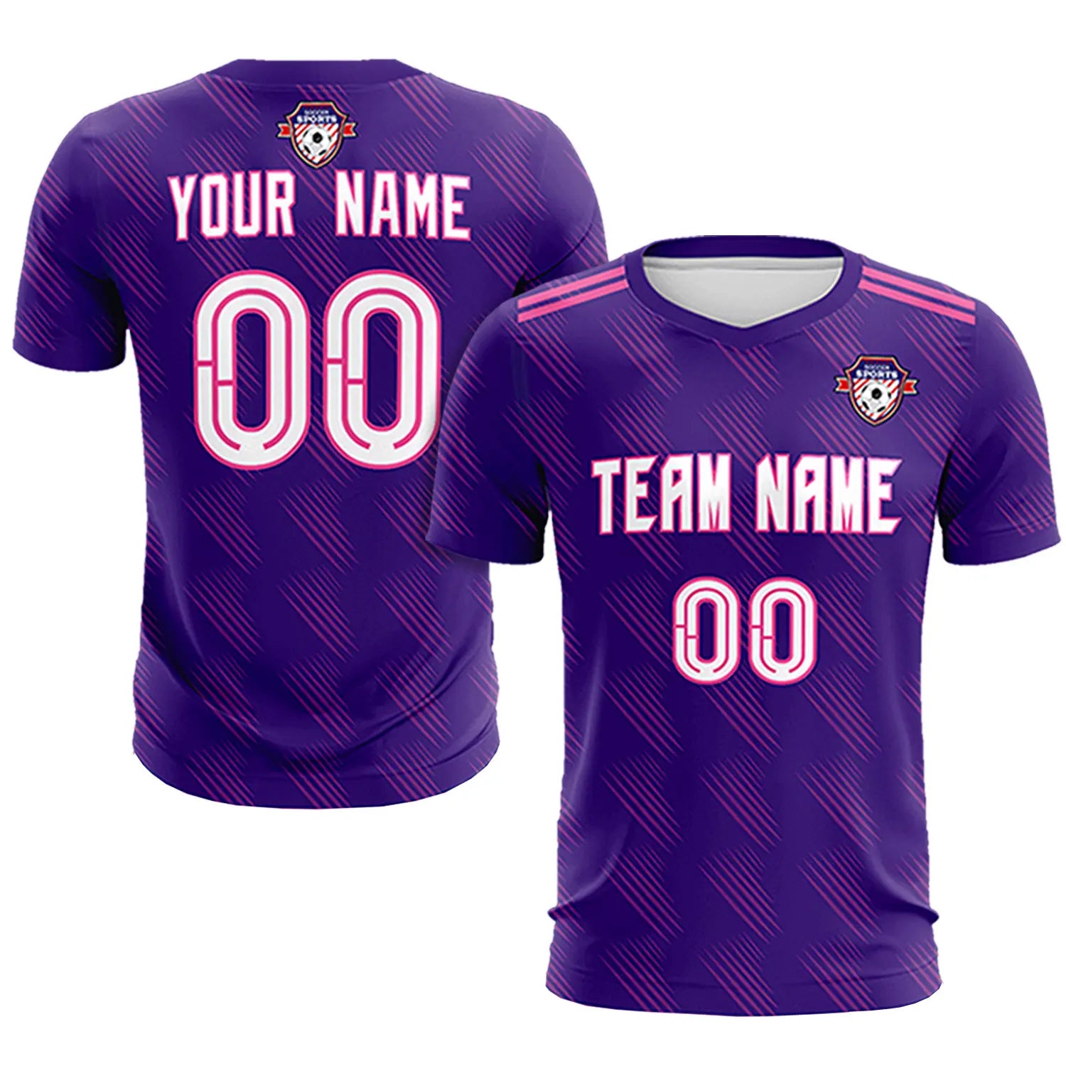 Custom Purple Pink Printing Outdoor Tracksuit Soccer Sets Jersey