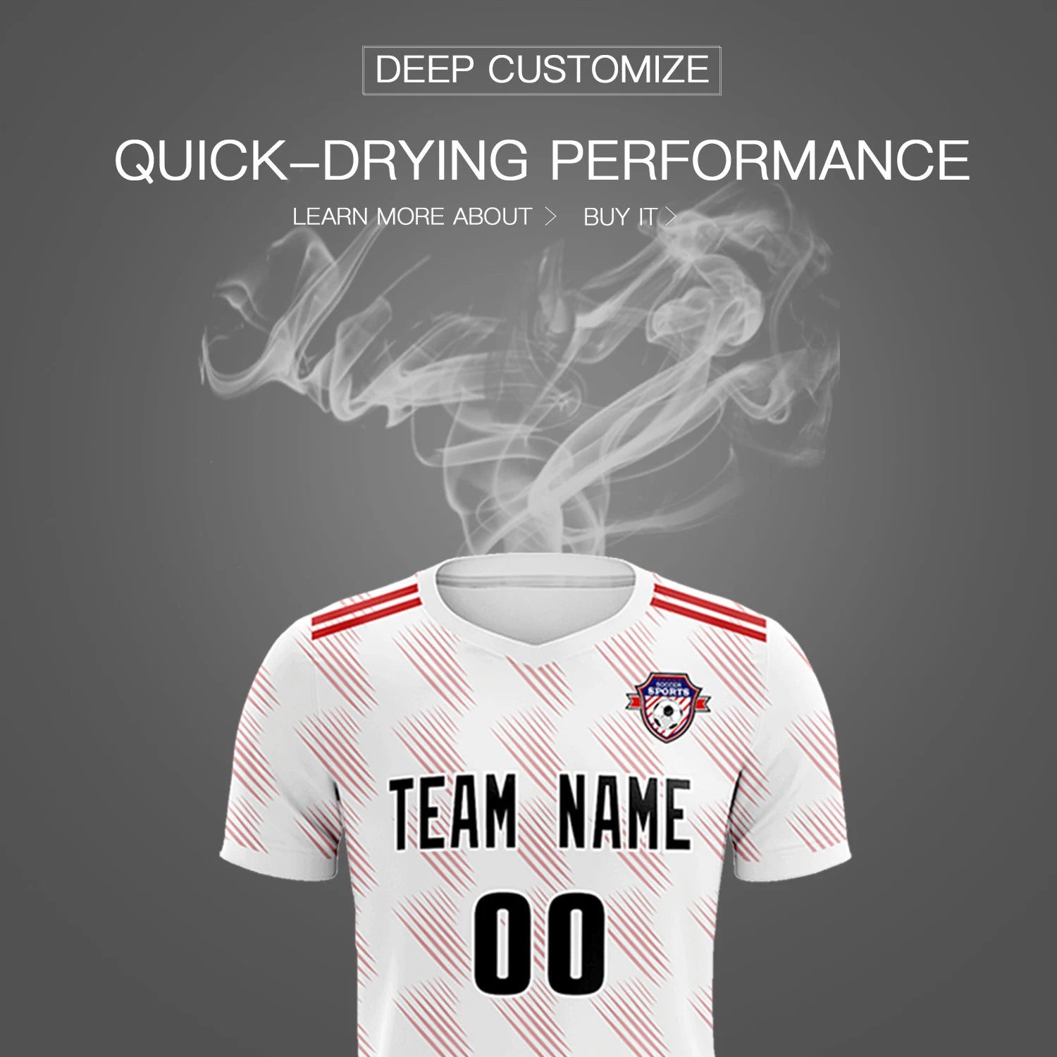 Custom White Red Printing Outdoor Tracksuit Soccer Sets Jersey