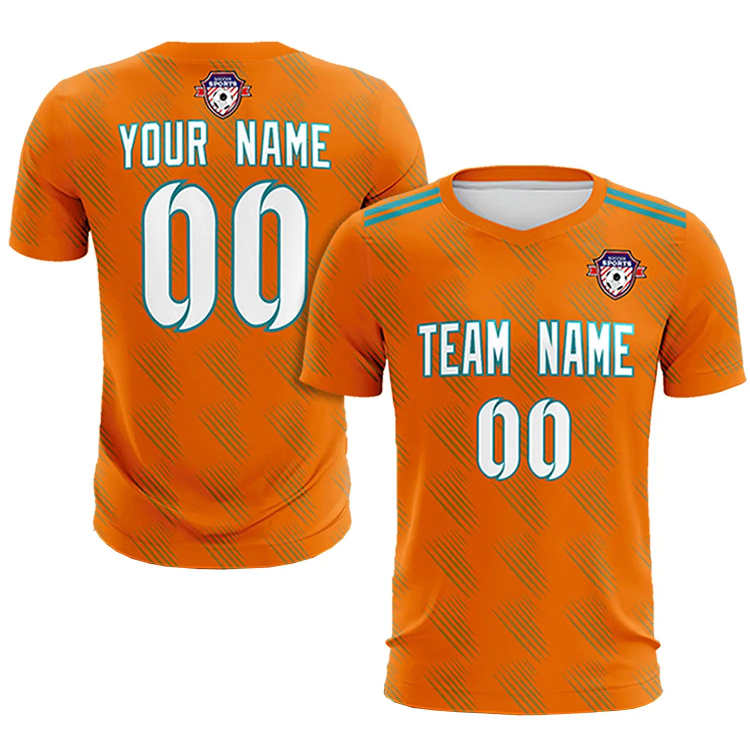 Custom Orange Black Printing Outdoor Tracksuit Soccer Sets Jersey