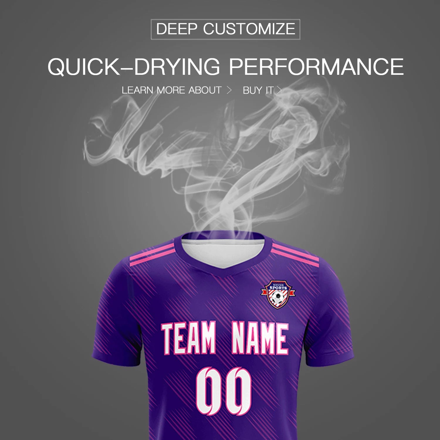 Custom Purple Pink Printing Outdoor Tracksuit Soccer Sets Jersey