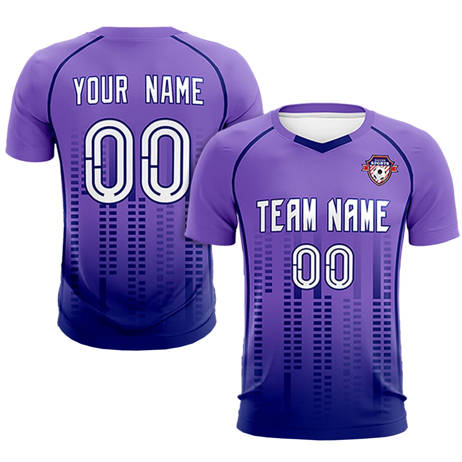 Custom Light Purple-Navy Printing Outdoor Tracksuit Soccer Sets Jersey