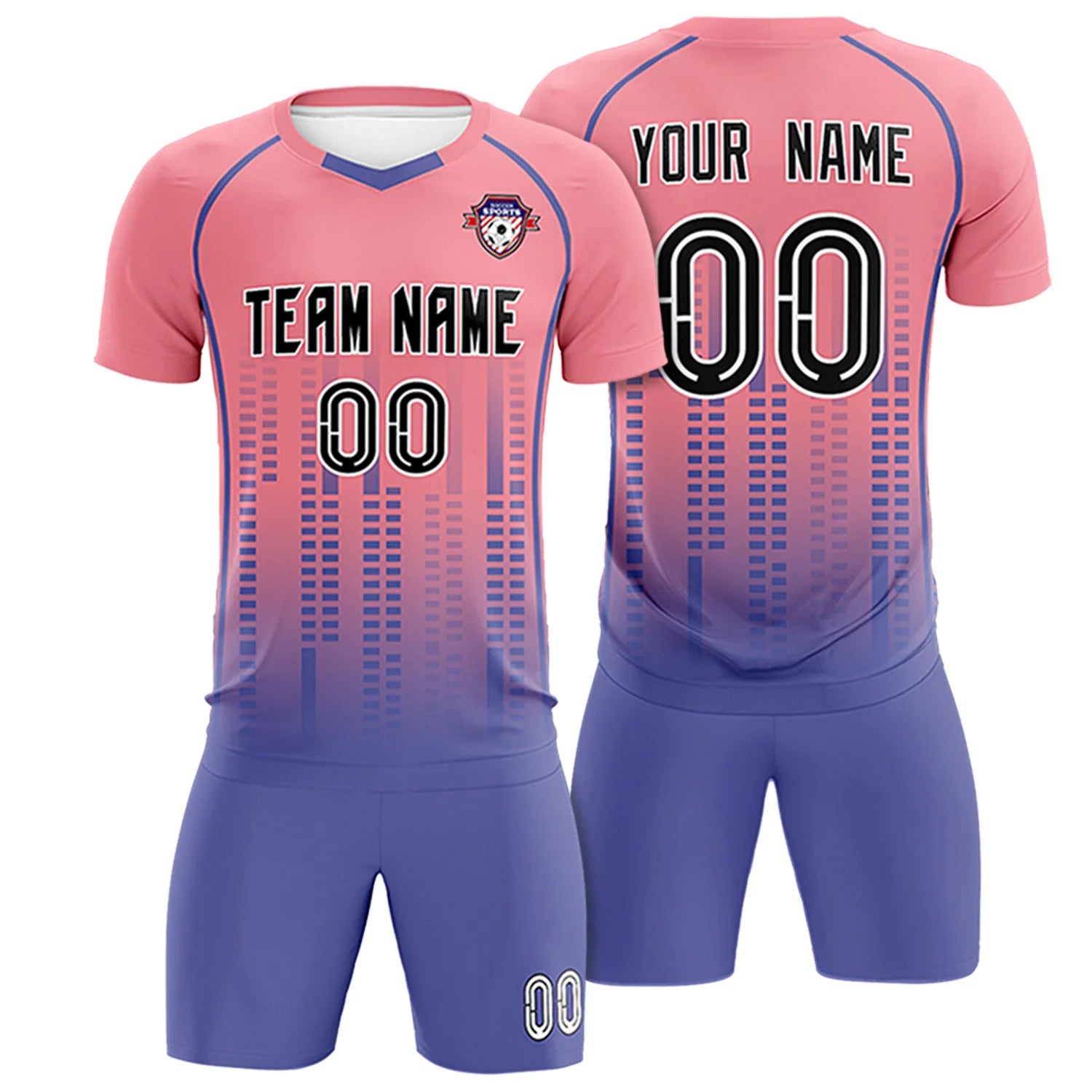 Custom Ligth Pink-Light Purple Printing Outdoor Tracksuit Soccer Sets Jersey