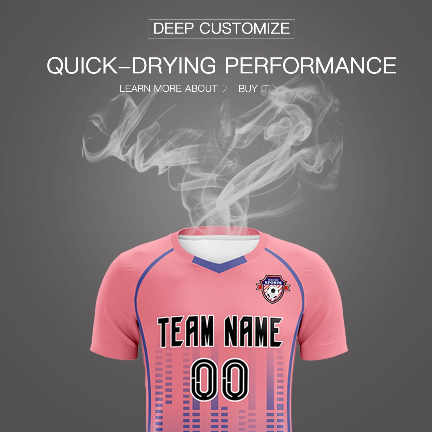 Custom Ligth Pink-Light Purple Printing Outdoor Tracksuit Soccer Sets Jersey