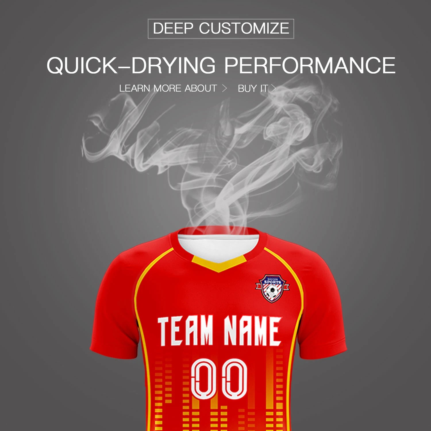 Custom Red Yellow Printing Outdoor Tracksuit Soccer Sets Jersey