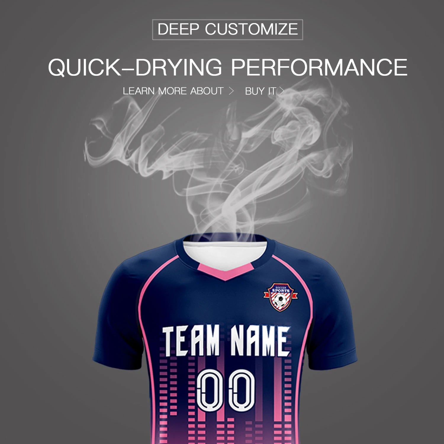 Custom Navy Pink Printing Outdoor Tracksuit Soccer Sets Jersey
