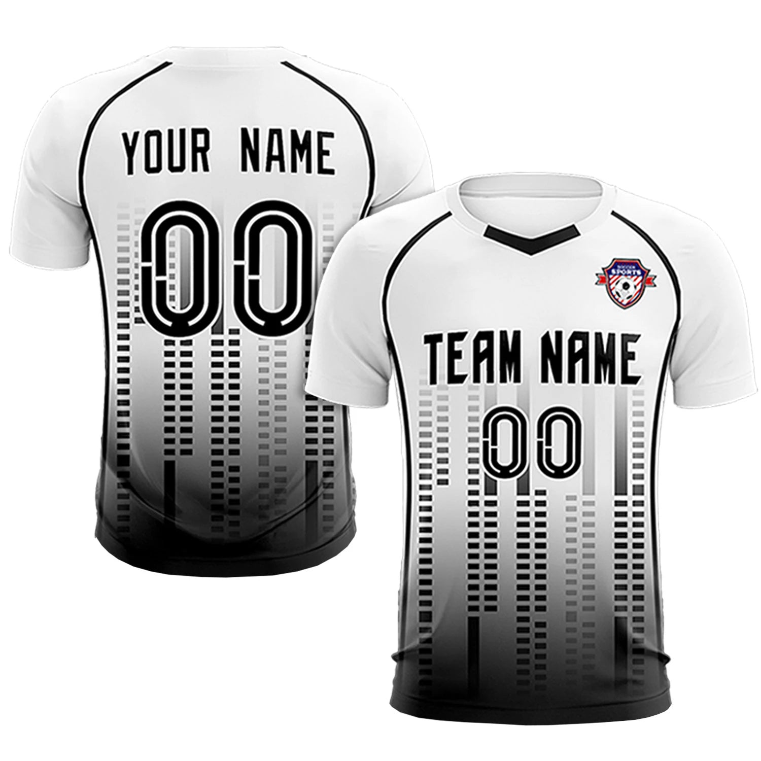 Custom White Black Printing Outdoor Tracksuit Soccer Sets Jersey