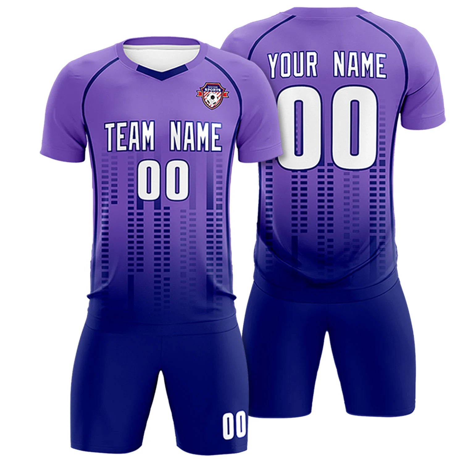 Custom Light Purple-Navy Printing Outdoor Tracksuit Soccer Sets Jersey