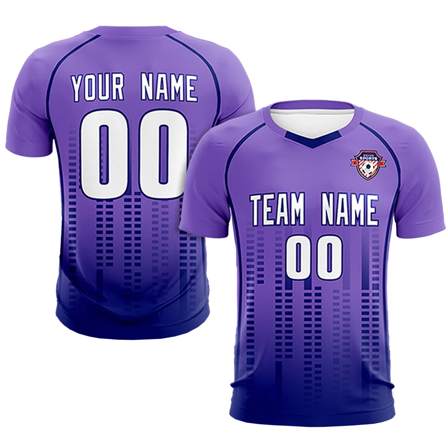 Custom Light Purple-Navy Printing Outdoor Tracksuit Soccer Sets Jersey