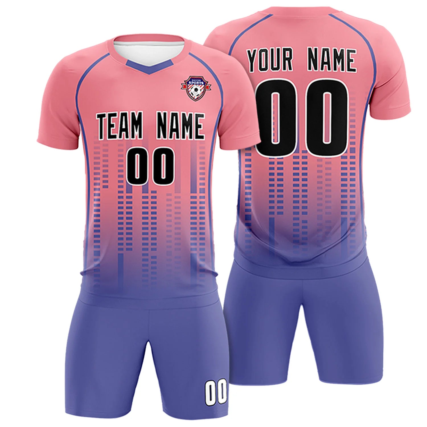 Custom Ligth Pink-Light Purple Printing Outdoor Tracksuit Soccer Sets Jersey