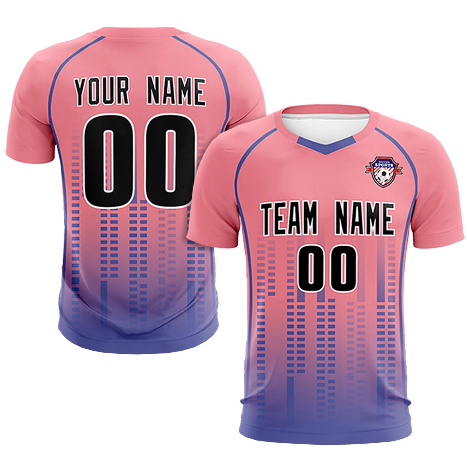 Custom Ligth Pink-Light Purple Printing Outdoor Tracksuit Soccer Sets Jersey