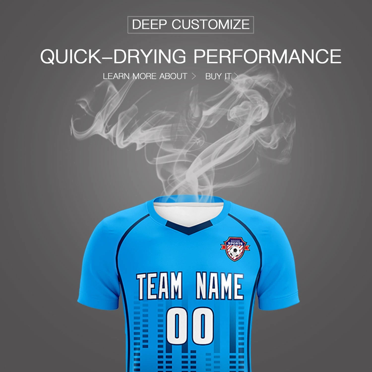 Custom Powder Blue-Navy Printing Outdoor Tracksuit Soccer Sets Jersey