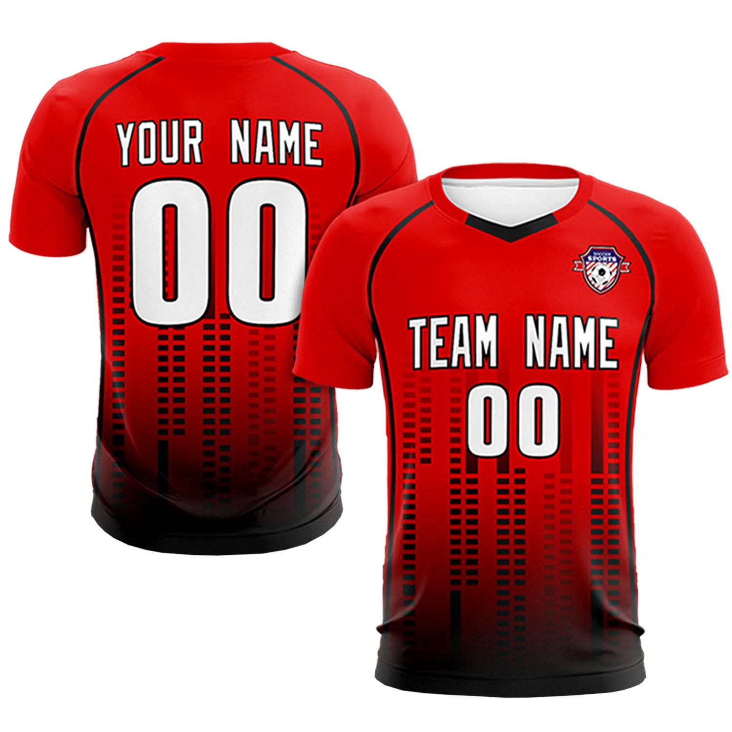Custom Red Black Printing Outdoor Tracksuit Soccer Sets Jersey