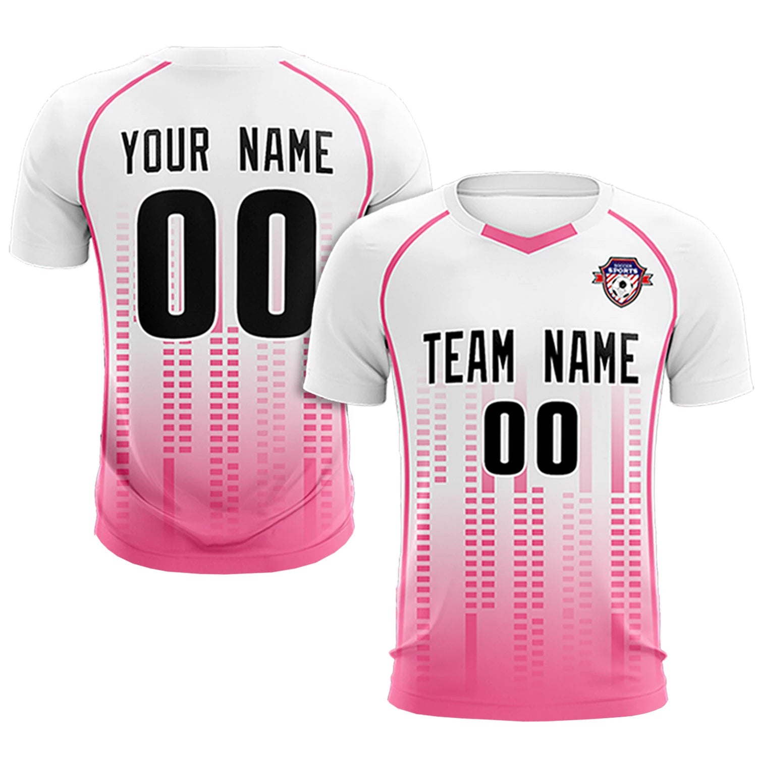 Custom White Pink Printing Outdoor Tracksuit Soccer Sets Jersey