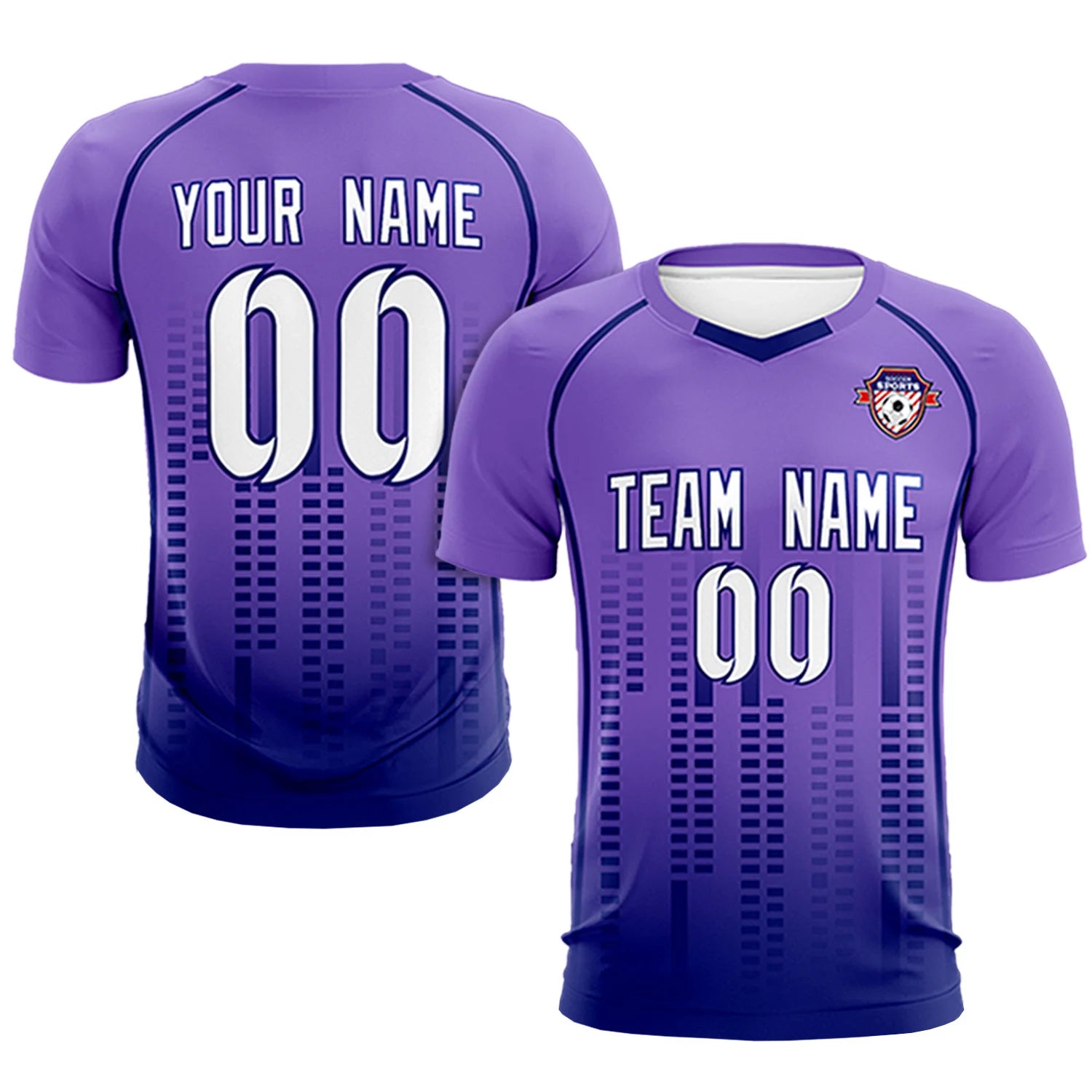 Custom Light Purple-Navy Printing Outdoor Tracksuit Soccer Sets Jersey