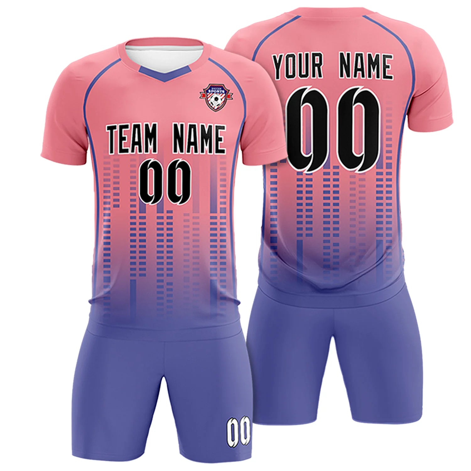 Custom Ligth Pink-Light Purple Printing Outdoor Tracksuit Soccer Sets Jersey