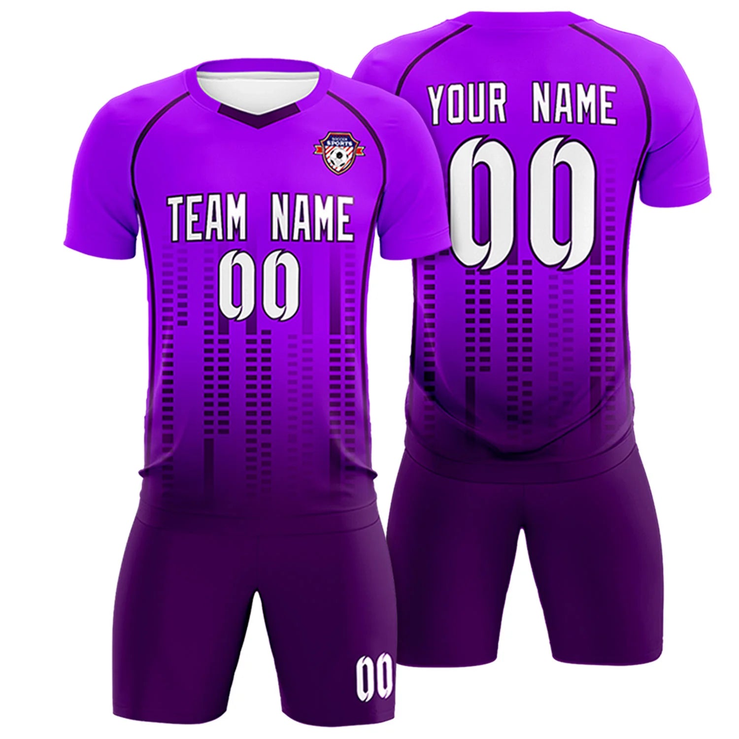 Custom Purple-Drak Purple Printing Outdoor Tracksuit Soccer Sets Jersey