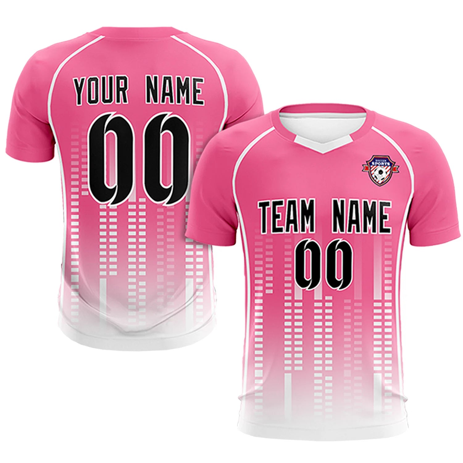 Custom Pink White Printing Outdoor Tracksuit Soccer Sets Jersey