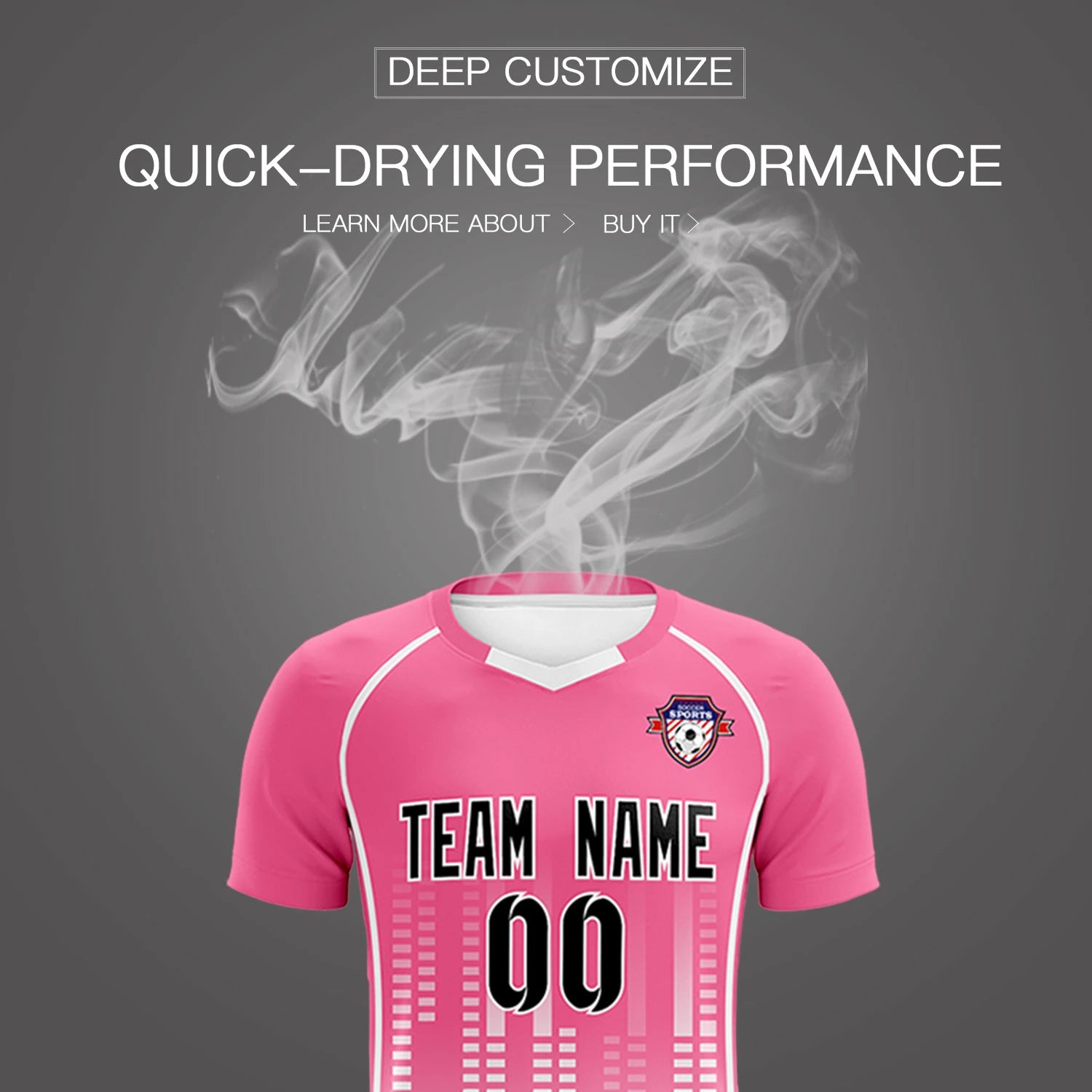 Custom Pink White Printing Outdoor Tracksuit Soccer Sets Jersey