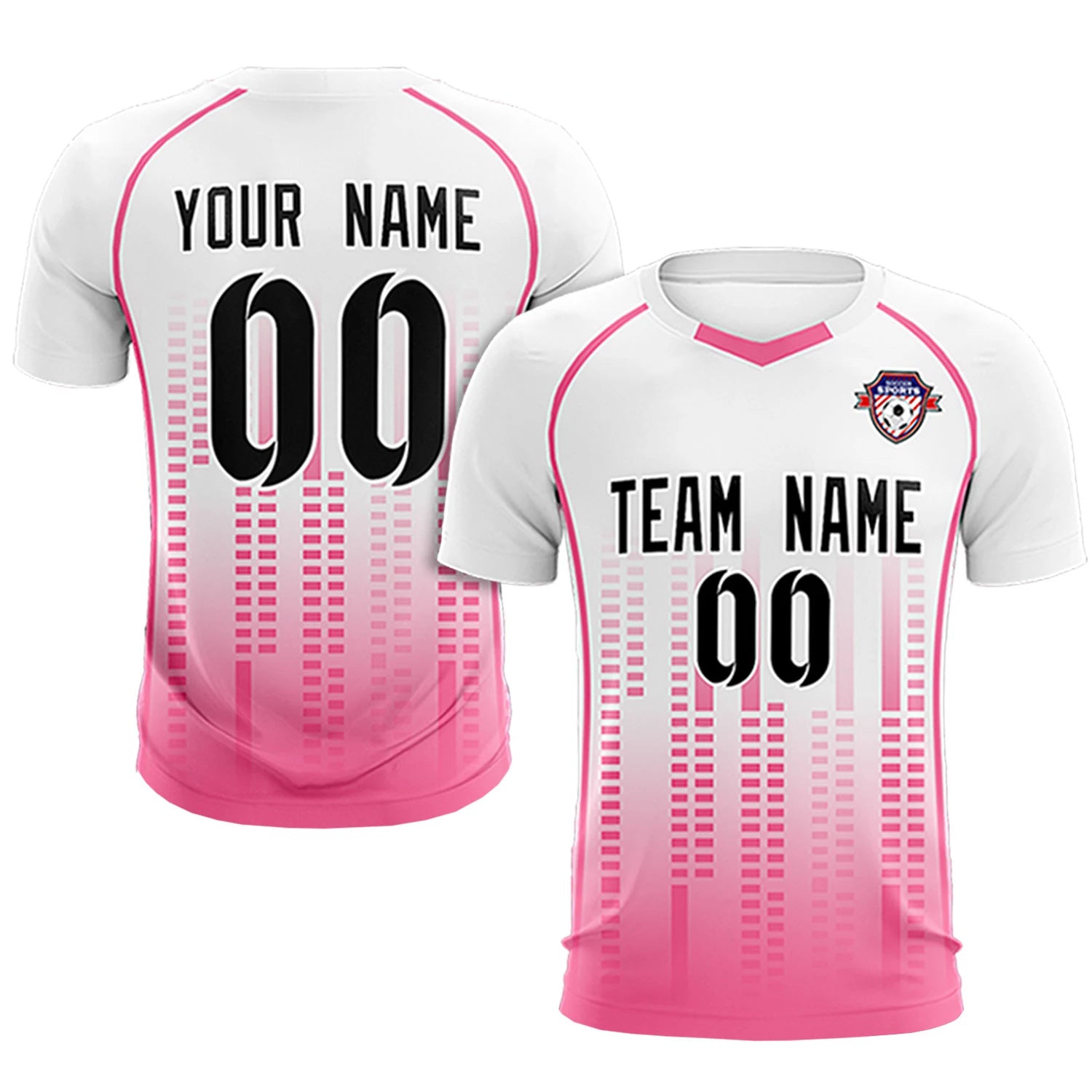 Custom White Pink Printing Outdoor Tracksuit Soccer Sets Jersey