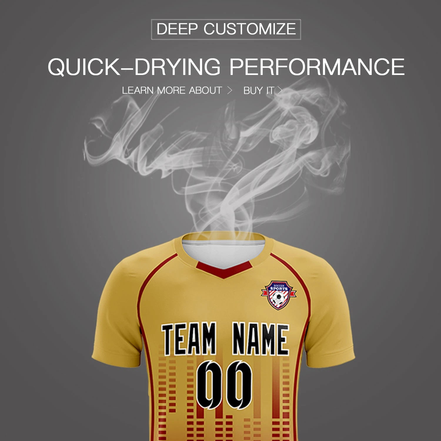 Custom Old Gold-Crimson Printing Outdoor Tracksuit Soccer Sets Jersey