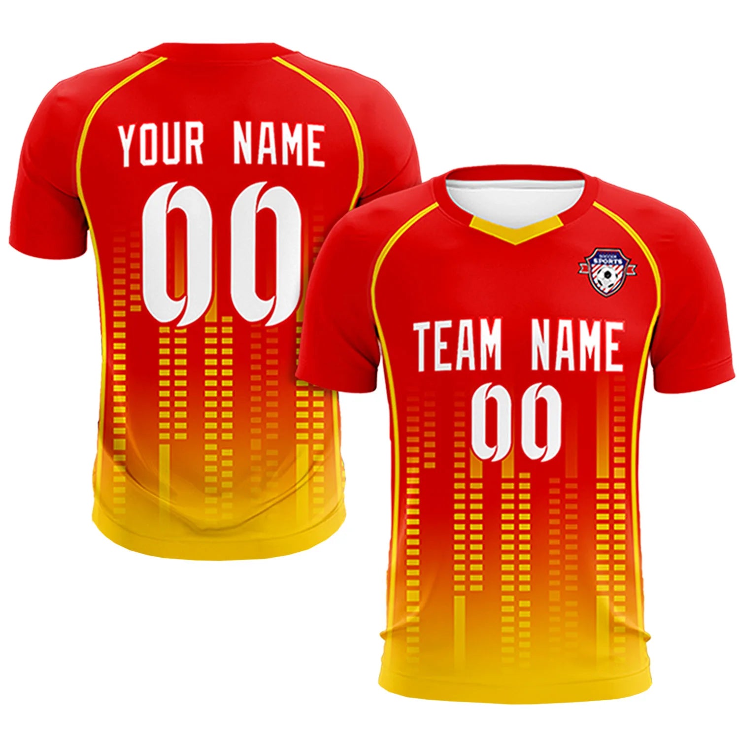 Custom Red Yellow Printing Outdoor Tracksuit Soccer Sets Jersey