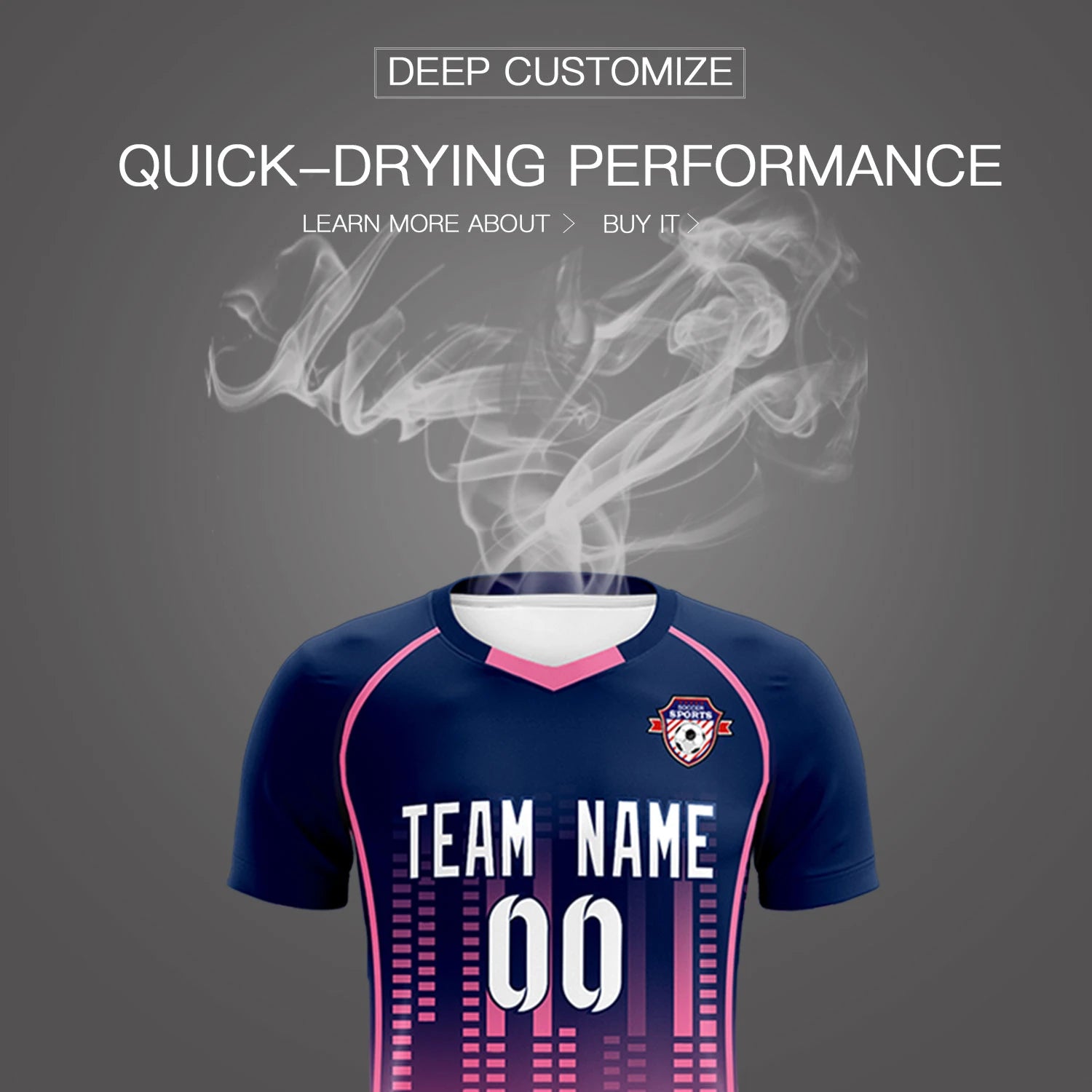 Custom Navy Pink Printing Outdoor Tracksuit Soccer Sets Jersey