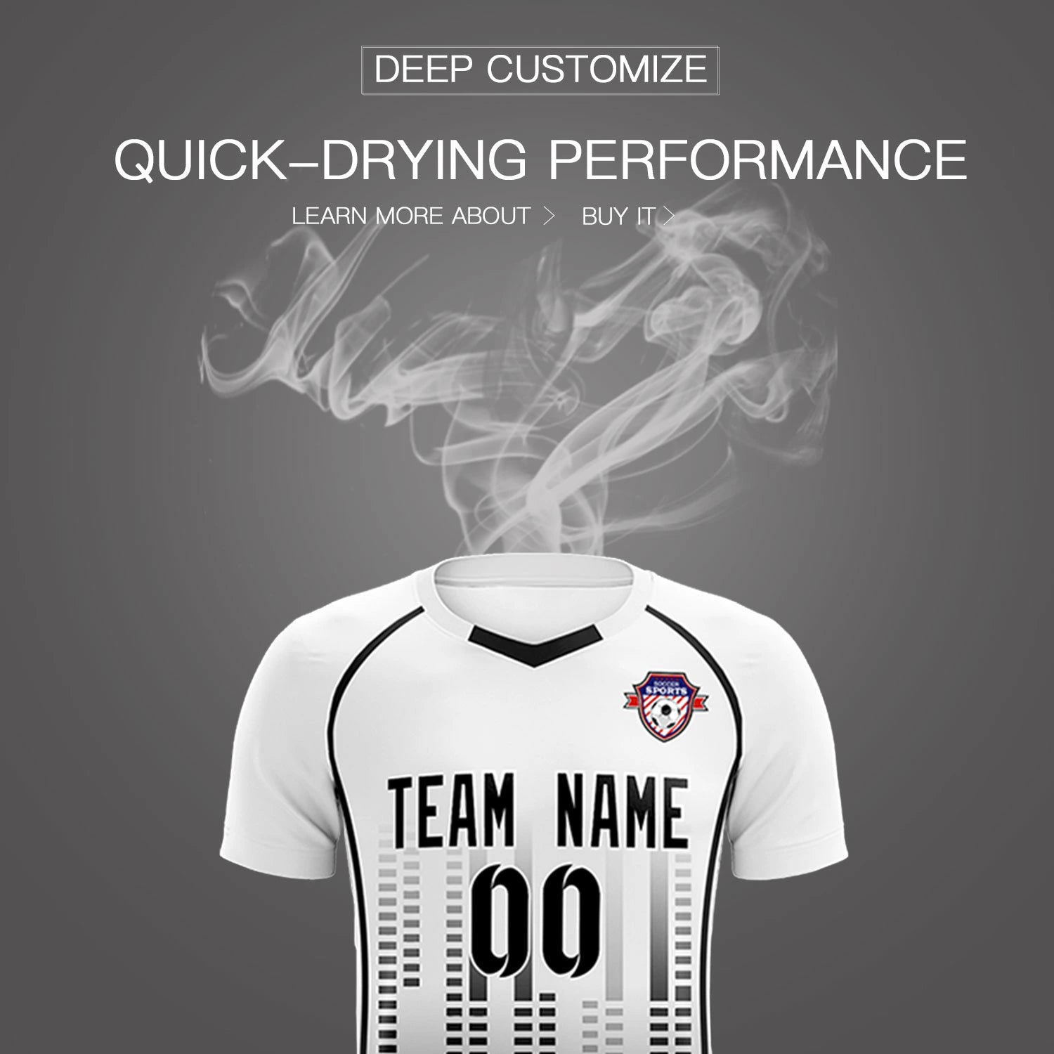 Custom White Black Printing Outdoor Tracksuit Soccer Sets Jersey
