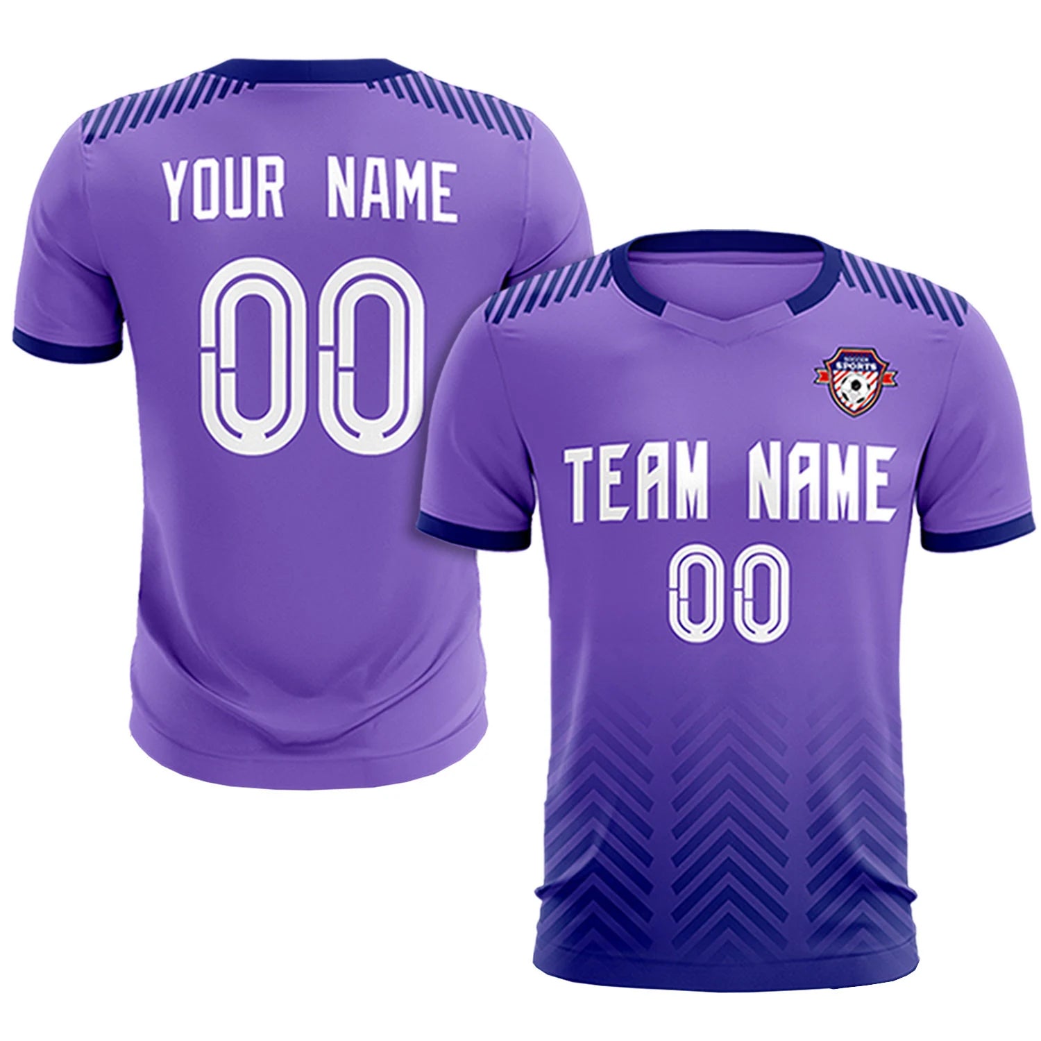 Custom Light Purple Navy Printing Sportswear Soccer Sets Jersey