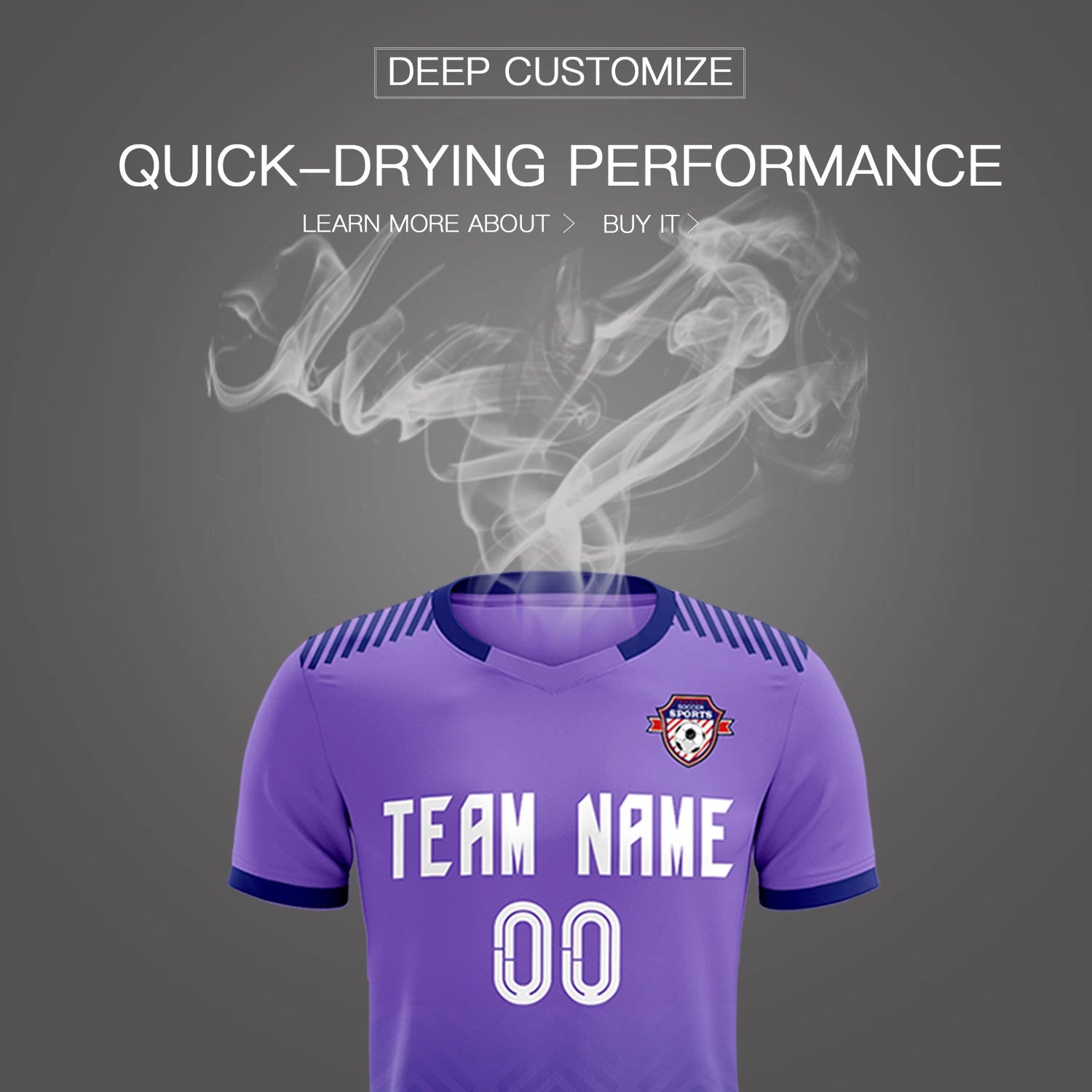 Custom Light Purple Navy Printing Sportswear Soccer Sets Jersey