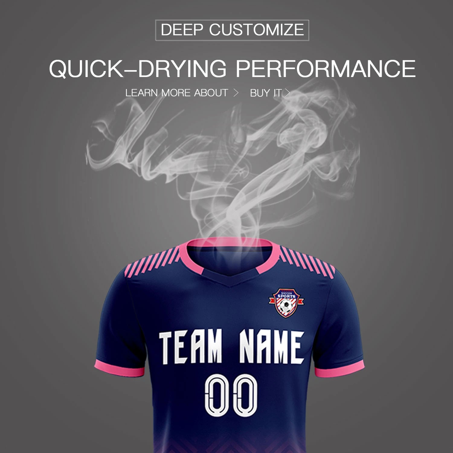 Custom Navy Pink Printing Sportswear Soccer Sets Jersey