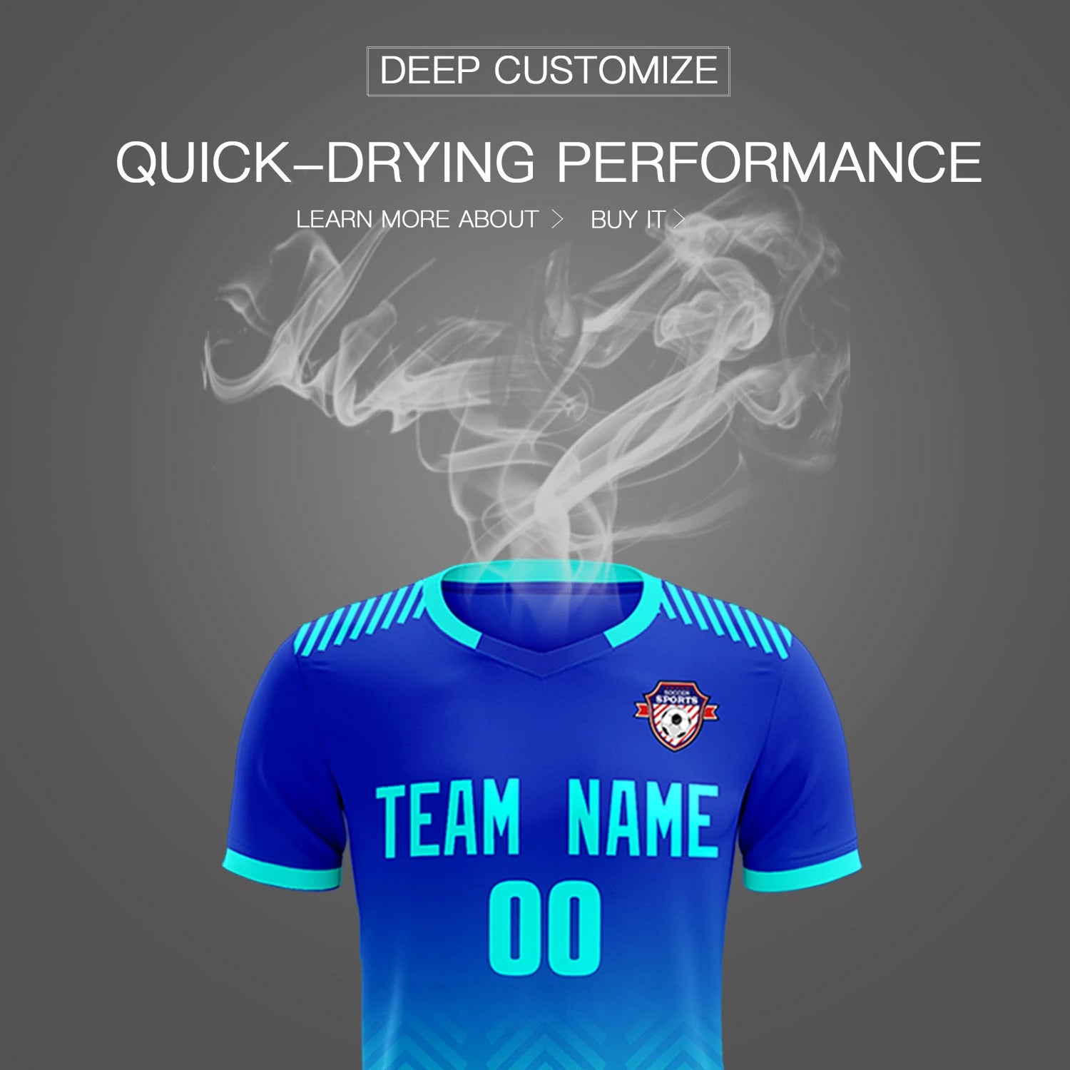 Custom Royal Blue Bright Green Printing Sportswear Soccer Sets Jersey