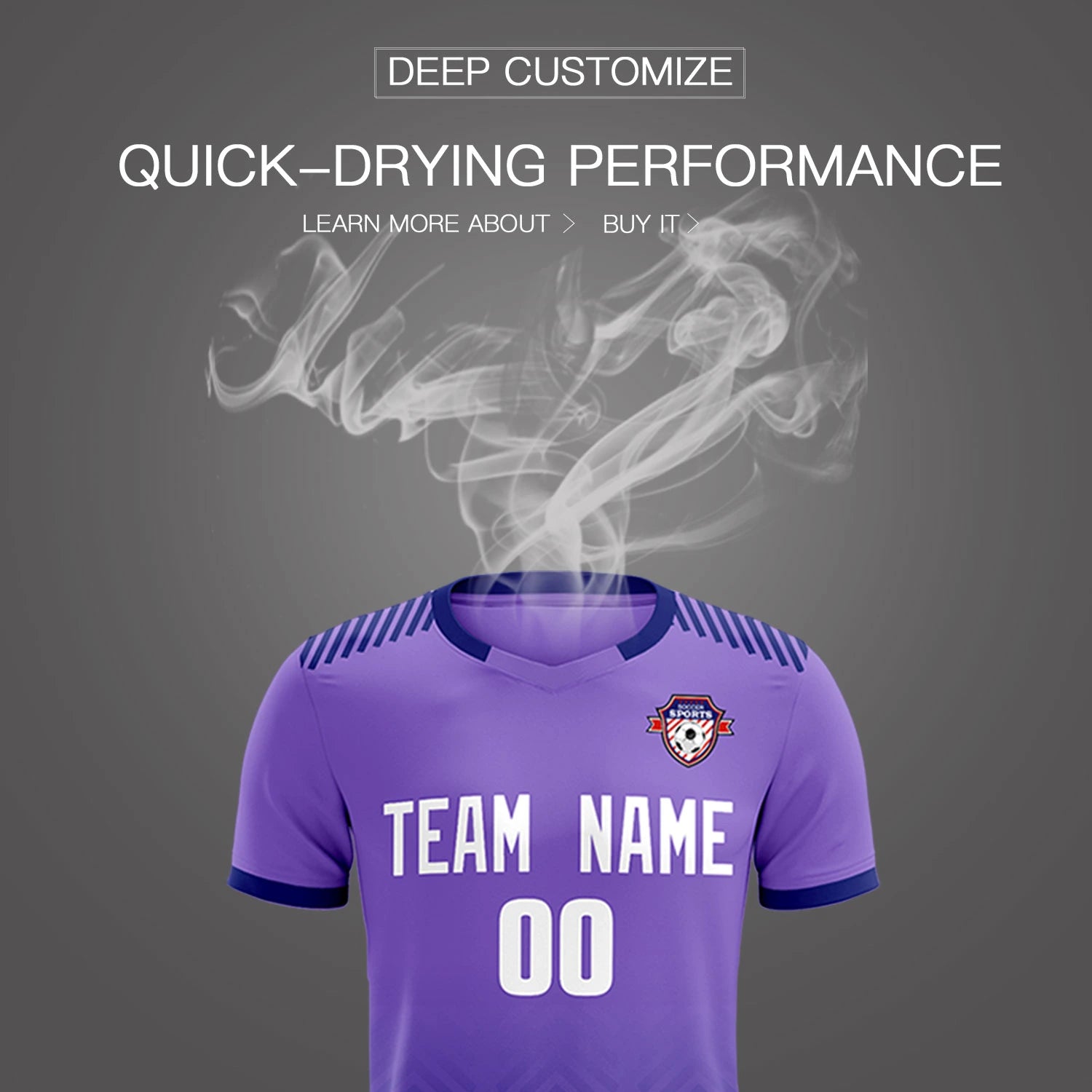 Custom Light Purple Navy Printing Sportswear Soccer Sets Jersey
