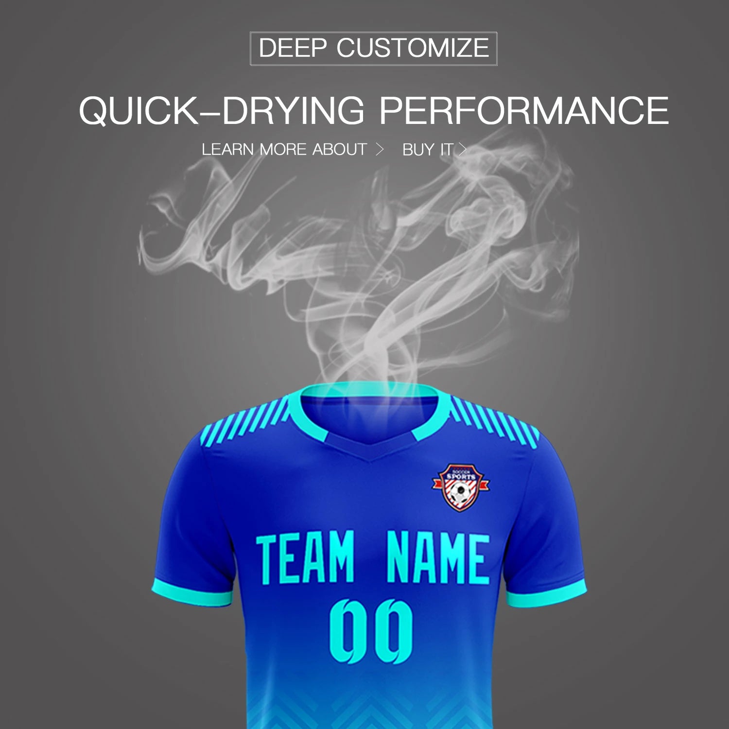 Custom Royal Blue Bright Green Printing Sportswear Soccer Sets Jersey