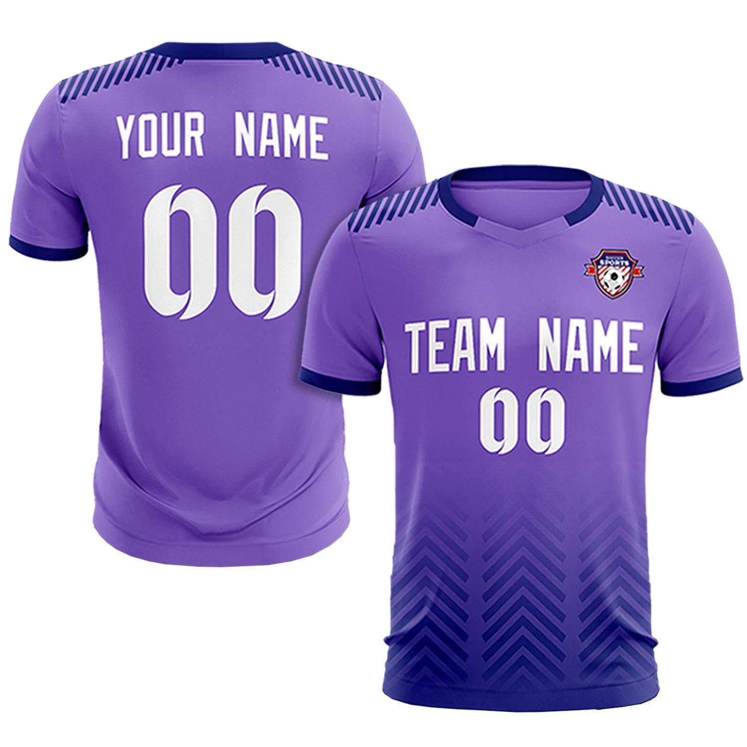 Custom Light Purple Navy Printing Sportswear Soccer Sets Jersey