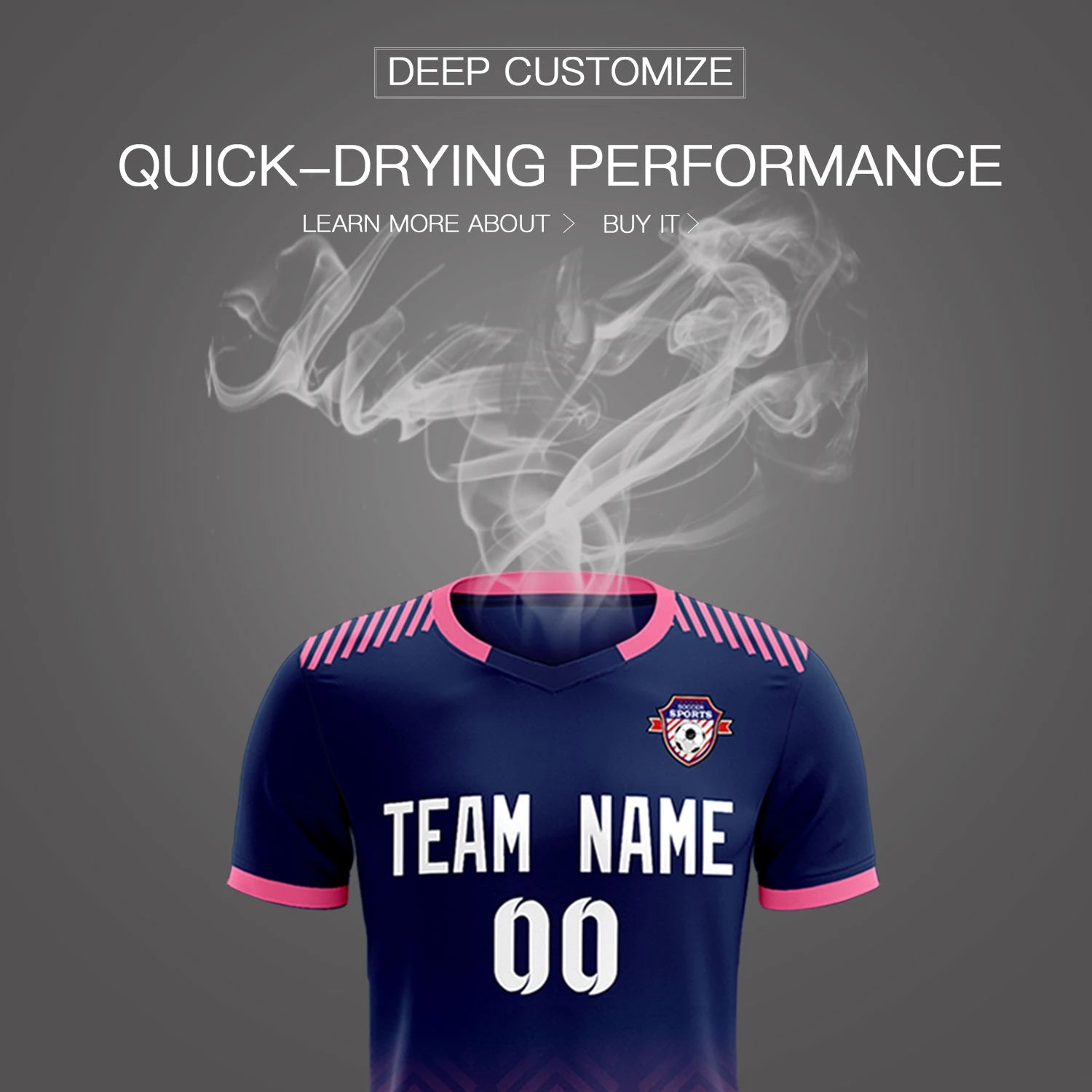 Custom Navy Pink Printing Sportswear Soccer Sets Jersey