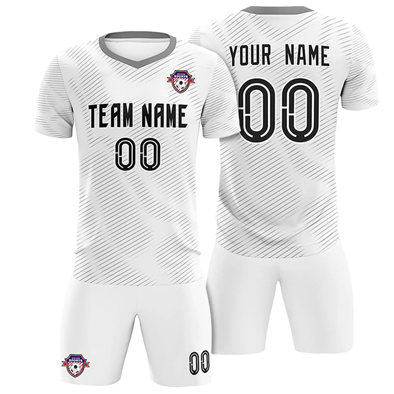 Custom White Gray Training Uniform For Men Soccer Sets Jersey
