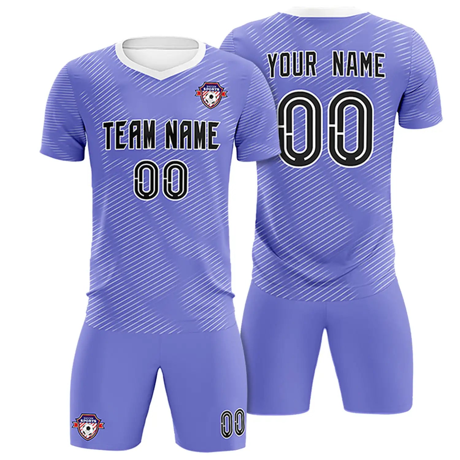 Custom Light Purple White Training Uniform For Men Soccer Sets Jersey