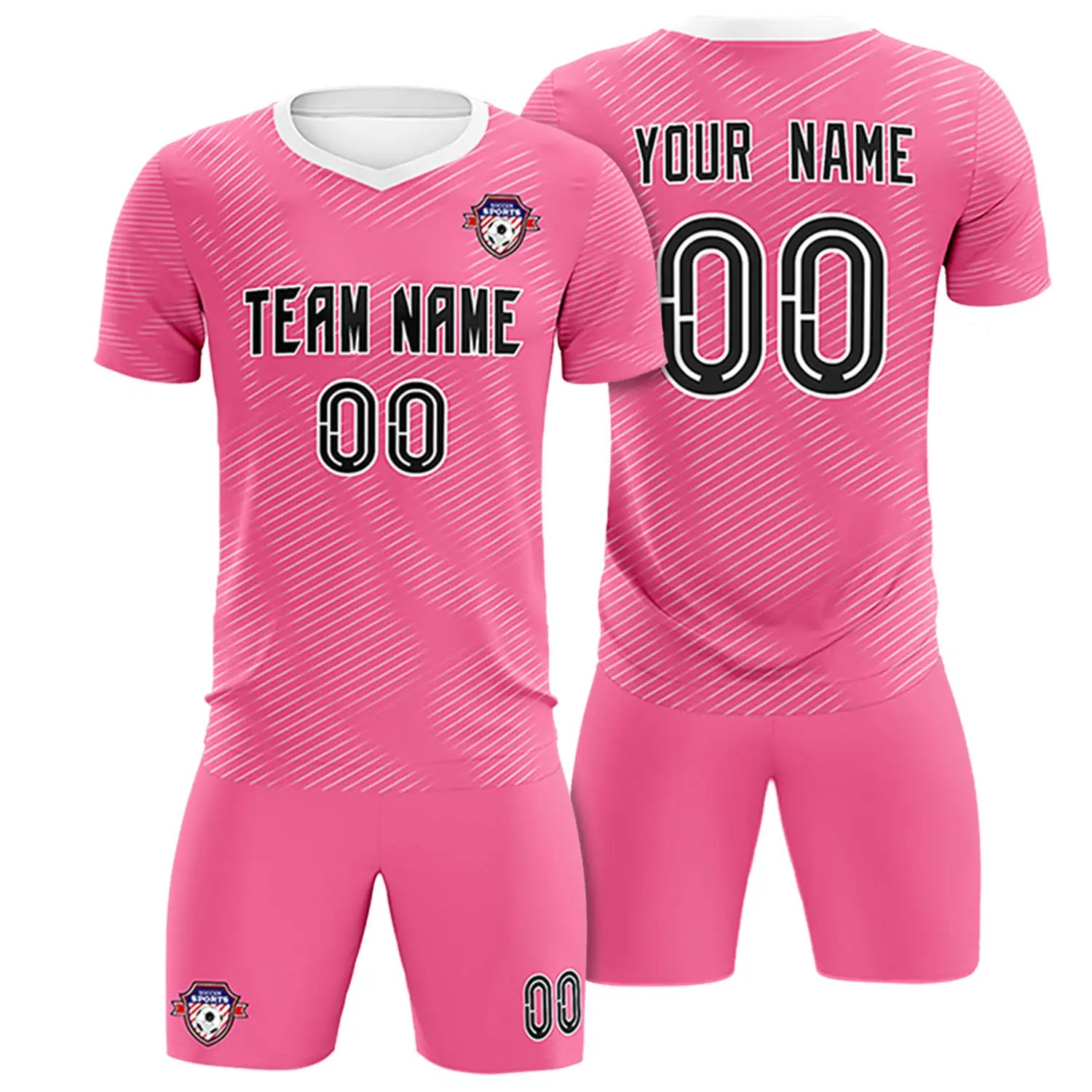 Custom Pink White Training Uniform For Men Soccer Sets Jersey