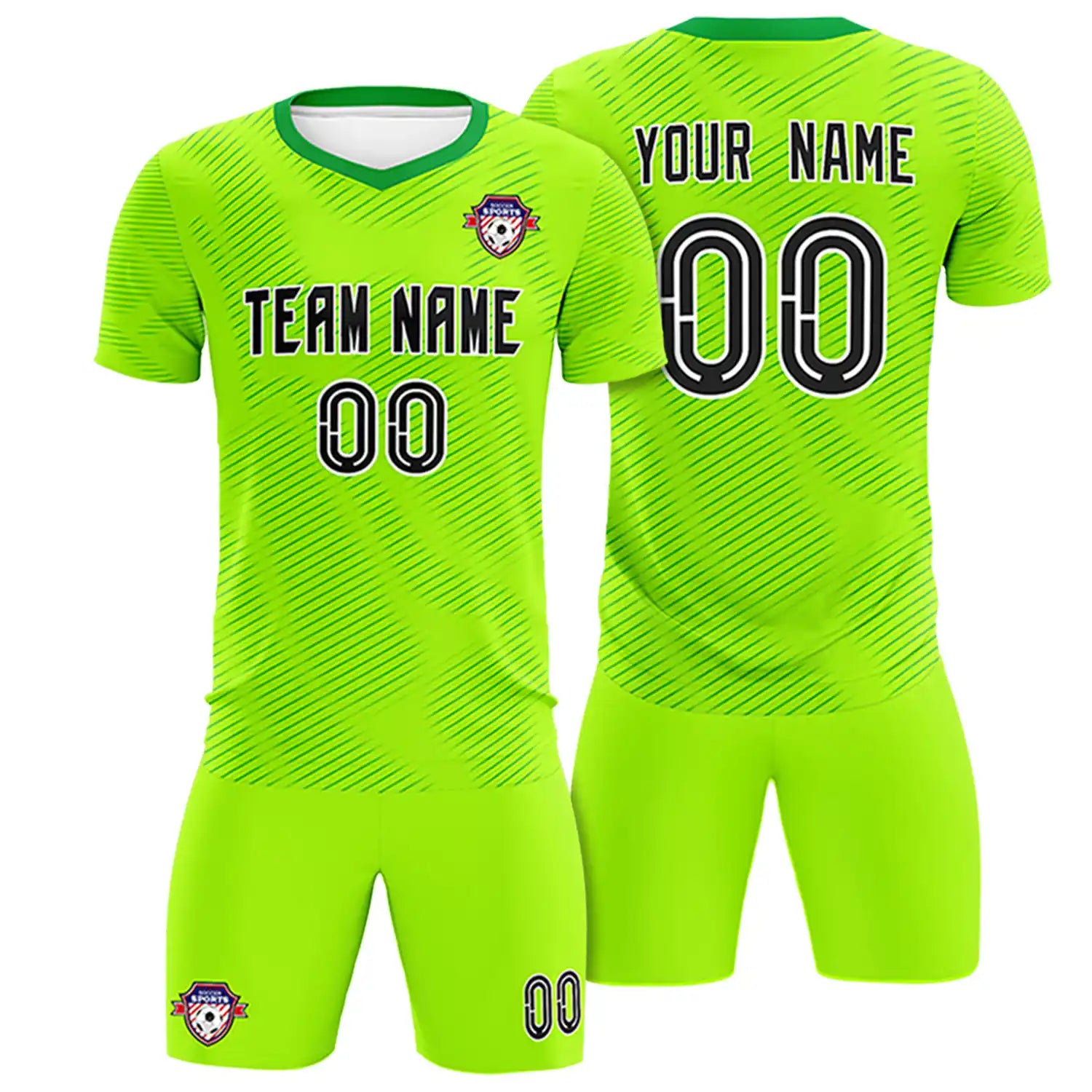 Custom Neon Green Kelly Green Training Uniform For Men Soccer Sets Jersey