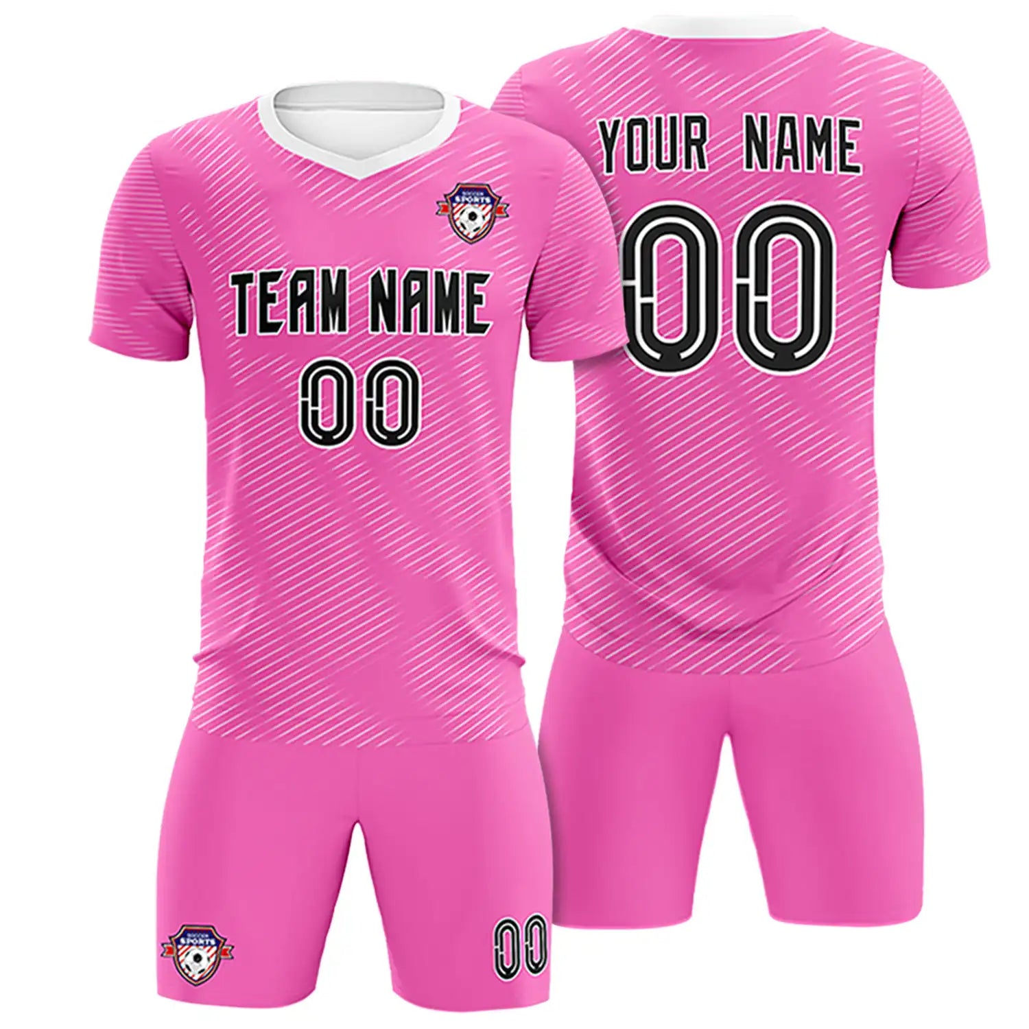 Custom Pink White Training Uniform For Men Soccer Sets Jersey