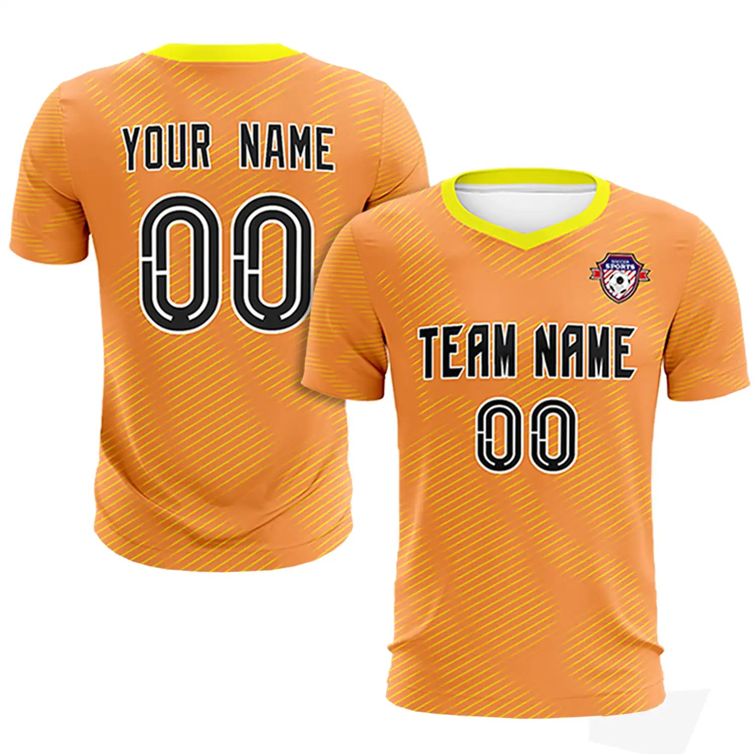 Custom Orange Yellow Training Uniform For Men Soccer Sets Jersey