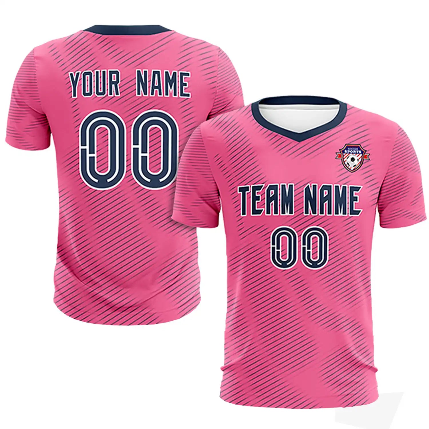 Custom Pink Navy Training Uniform For Men Soccer Sets Jersey