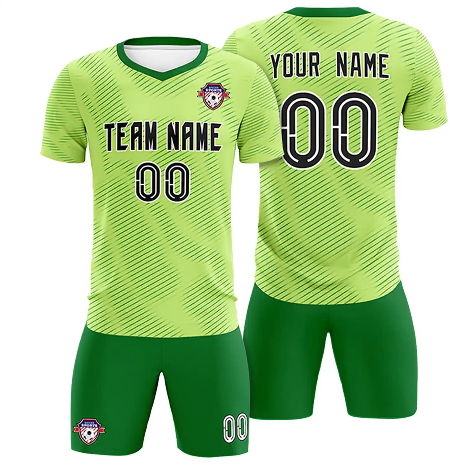 Custom Neon Green Kelly Green Training Uniform For Men Soccer Sets Jersey