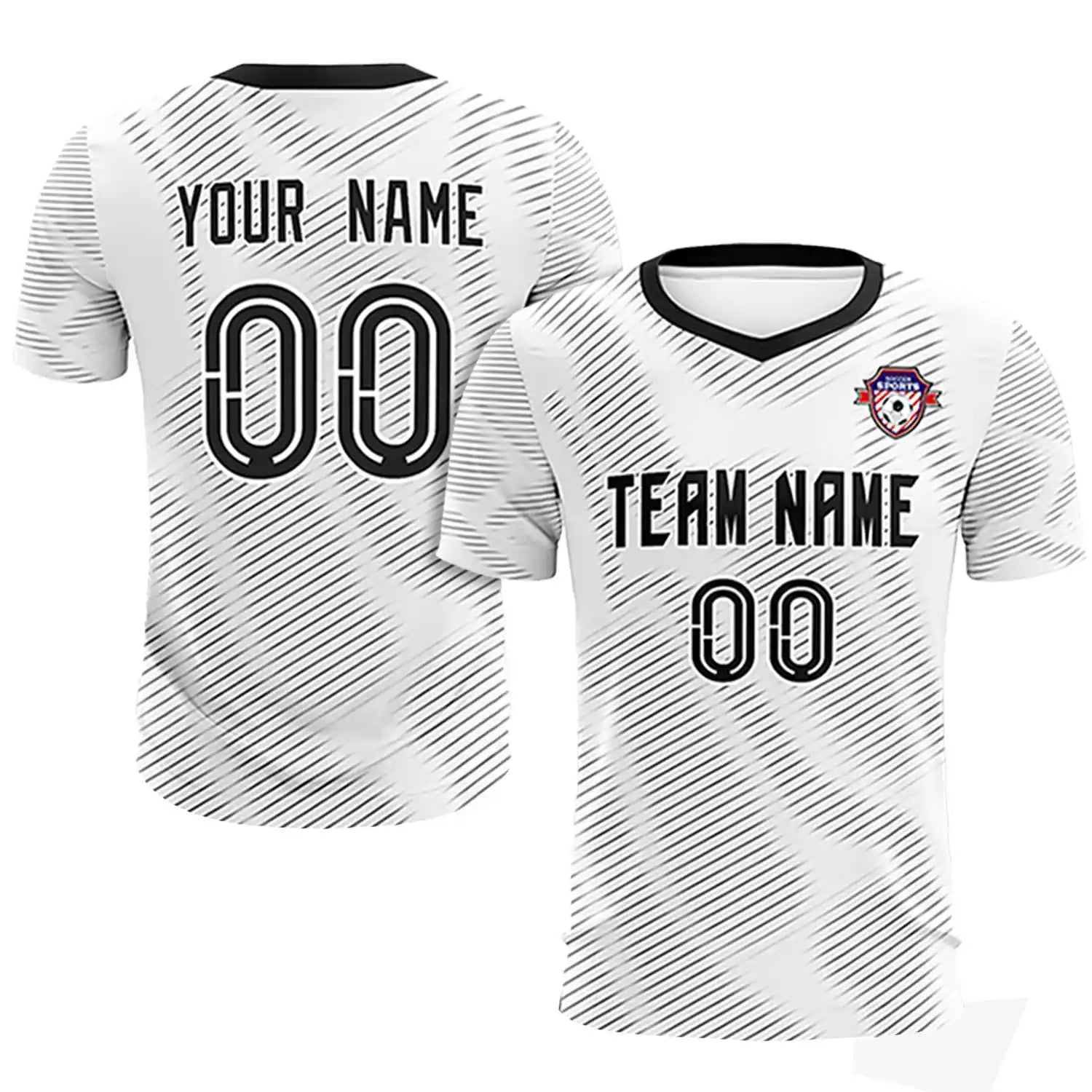Custom White Black Training Uniform For Men Soccer Sets Jersey