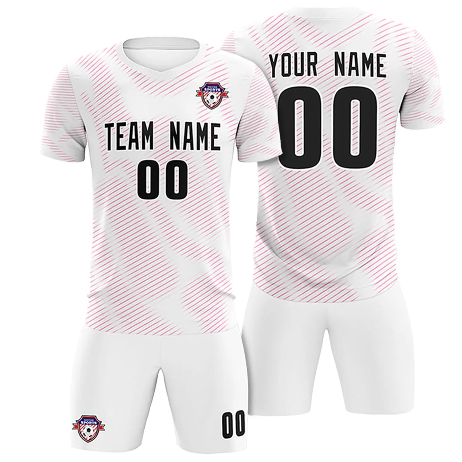 Custom White Pink Training Uniform For Men Soccer Sets Jersey