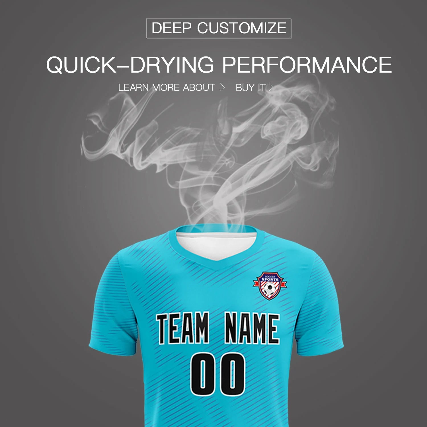 Custom Sky Blue Royal Blue Training Uniform For Men Soccer Sets Jersey